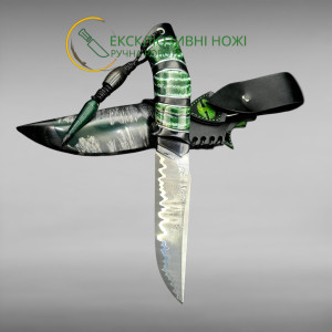 ЗНАХАР V ніж ручної роботи Павла Гончаренка, сталь s390 в нержавіючому дамаску, 66 HRC